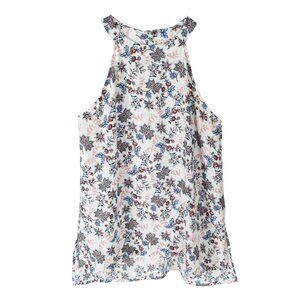 PAPER CRANE Floral Sleeveless Trapeze Top High Neck Small